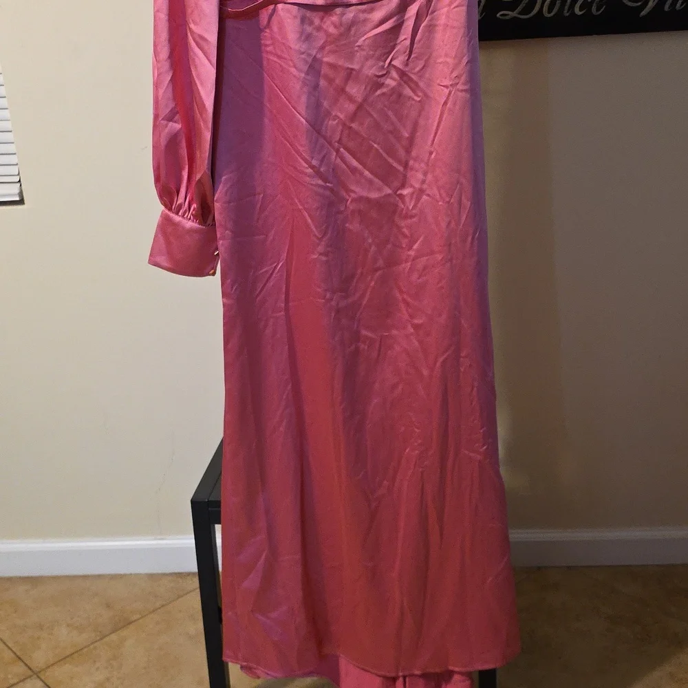 IEENA For Mac Duggal Vibrant Pink Satin One Shoulder Womens Dress Size 10 - Picture 3 of 10